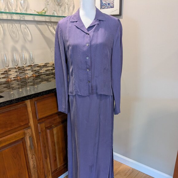 Liz Claiborne Vintage Purple Sheath Maxi Dress Jacket 2pc Set Size 6 Formal - Picture 2 of 9
